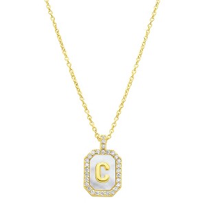 Adornia 14k Gold Plated White Mother-of-Pearl Initial Tablet Necklace - 1 of 3