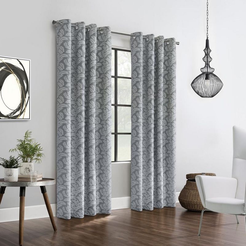 Thermaplus Patricia Blackout Providing Absolute Privacy Minimal Look to Any Room Grommet Curtain Panel 52" x 84" Silver, 1 of 6