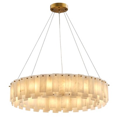 23.6-47.2" Round Alabaster Kitchen Island Gold Chandeliers