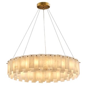 23.6-47.2" Round Alabaster Kitchen Island Gold Chandeliers - 1 of 4