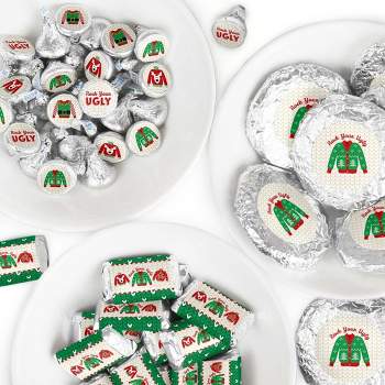 Big Dot of Happiness Ugly Sweater -Holiday and Christmas Party Candy Favor Sticker Kit - 304 Pieces