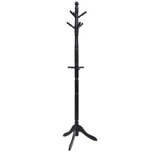 Costway Coat Rack Wooden Hall Tree 2 Adjustable Height w/ 9 Hooks Walnut\Black\ Grey - 1 of 4