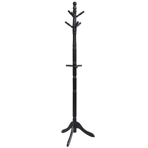 Costway Coat Rack Wooden Hall Tree 2 Adjustable Height W/ 9 Hooks Black :  Target