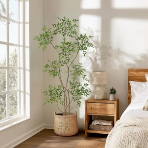 Garvee Artificial Plants Indoor,Faux Floor Plant in Pot, Nandina Artificial Tree with White Planter for Home Decor Office Living Room - 1 of 4