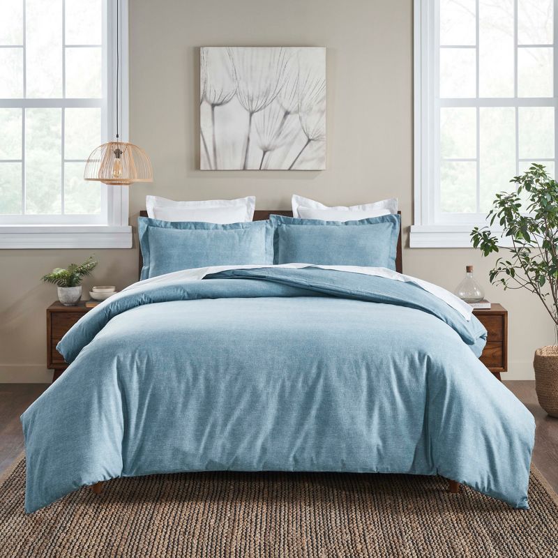 Melange Flannel Cotton Two-Toned Textured Duvet Cover Set by Blue Nile Mills, 2 of 5