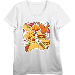 Fast Food Stickers Women's Crew Neck Short Sleeve Top - 1 of 3