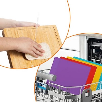 Bamboo Cutting Board Set with Color-Coded Flexible Mats