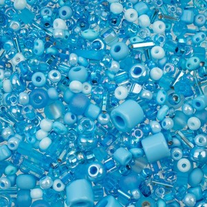 John Bead Czech Glass Seed Beads Bag Arts & Crafts Embellishments Light Blue Assorted Mix 50 Grams - 1 of 4