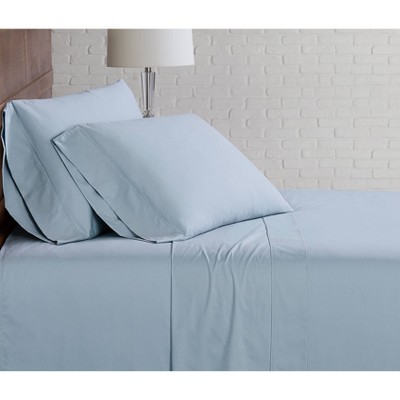 Twin Light Blue Organic Cotton Percale Sheet Set