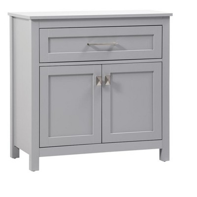 Gray MDF Bathroom Storage Cabinet with Brushed Nickel Hardware
