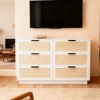 Rattan 6 Drawer Dresser, 47in Wide White 6 Chest of Drawers with Metal Handles and Wooden Sturdy Base for Bedroom Living Room Nursery Closet - 2 of 2
