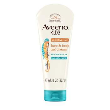 Aveeno Kids Sensitive Skin Face & Body Gel Cream, Clinically Proven 24 Hour Hydration, Lightweight - 8oz
