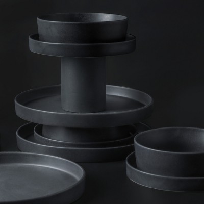 Charcoal Ceramic 12-Piece Dinnerware Set, Service for 4