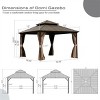 12X16 FT Outdoor Hardtop Gazebo,Gazebo With Galvanized Steel Double Roof Canopy And Curtains,Aluminum Metal Permanent Gazebo-Coolbibila - 4 of 4