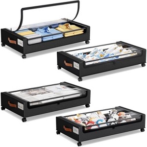 Rolling Under Bed Storage Drawers, Metal Frame Organizer with Wheels for Clothes, Blankets & Shoes, Space-Saving Design - 1 of 4