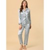 Allegra K Women's Satin Button Down Sleepshirt with Pants Sleepwear Pajama Set - 3 of 4