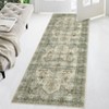 Machine Washable Faux Wool Vintage Floral Printed Area Rug Ultra Thin Low Pile Non Slip Non Shedding Indoor Carpet - 2 of 4