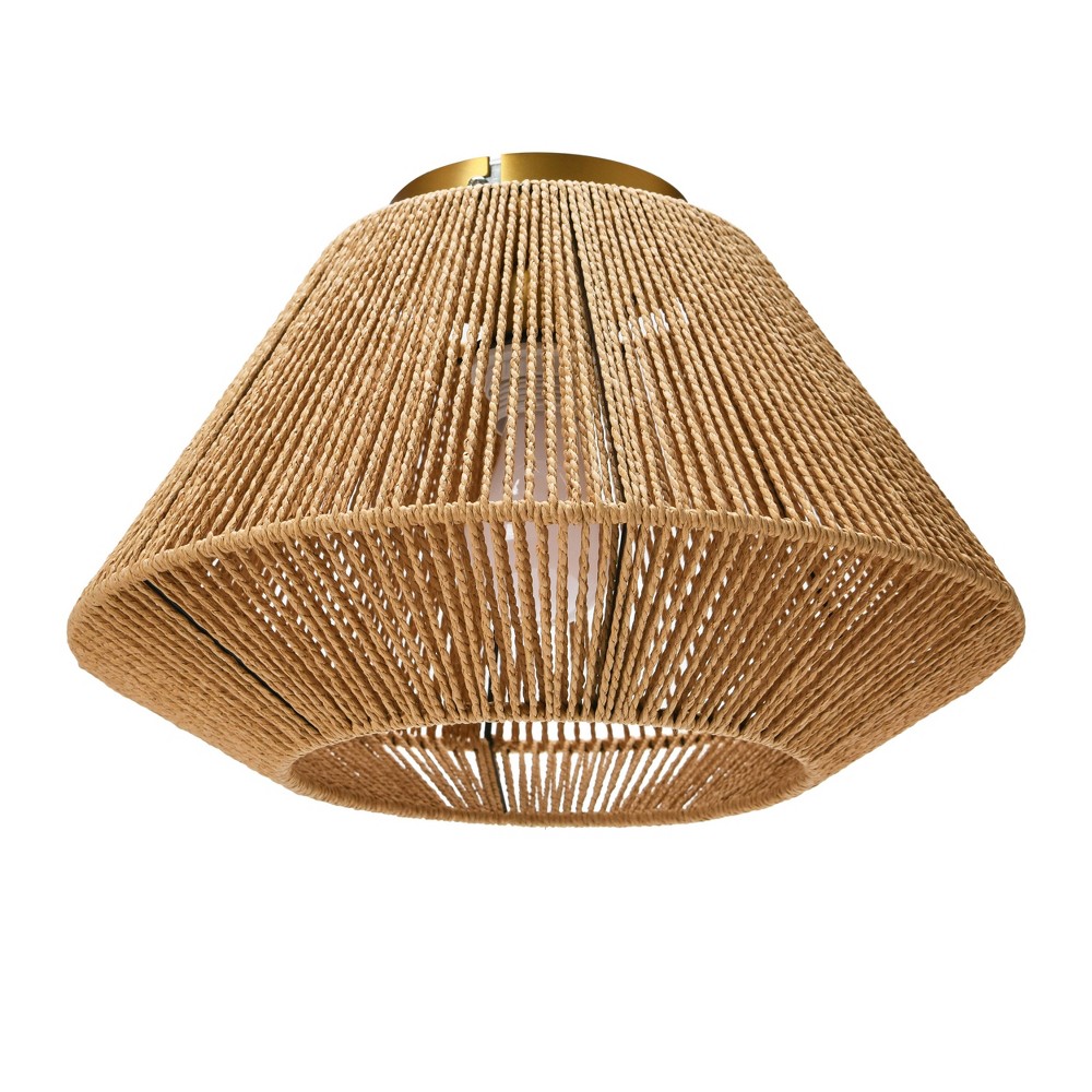 Photos - Chandelier / Lamp Storied Home Coastal Ceiling Lamp with Shade Natural Paper Rope and Iron B