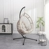 Outdoor Egg Chair with Stand Wicker Hanging Swing Chair with Cushion Indoor Outdoor Hammock Chair for Patio Garden Balcony or Living Room-The Pop Home - 2 of 4