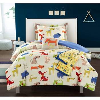 5pc Full Furbabies Kids' Comforter Set Blue - Chic Home Design