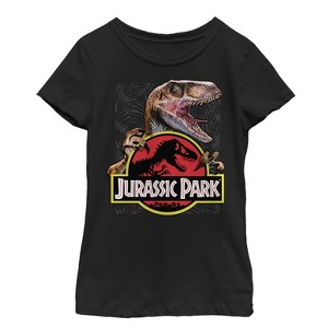 Girl's Jurassic Park Velociraptor Hooked On Logo T-Shirt - 1 of 3