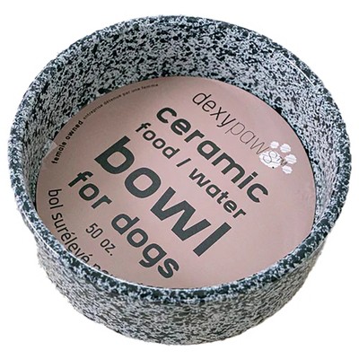 Dexypaws: Ceramic Dog Bowl: Salt & Pepper, 50oz, Pet Feeding Dish