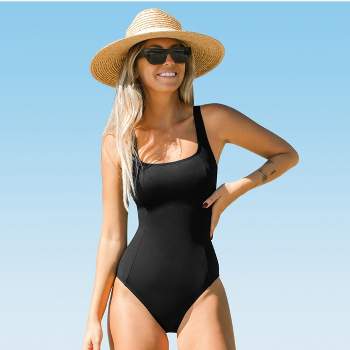 Womens Slimming Control Seamed Square Neck One Piece Fiji