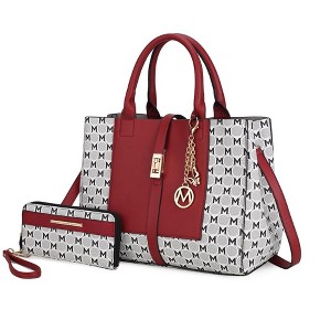 MKF Collection Yuliana Circular M emblem Print Satchel Bag with Wallet by Mia K - 1 of 4