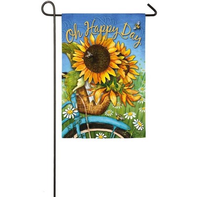 Evergreen Happy Day Sunflowers Suede Garden Flag, 12.5 x 18 inches