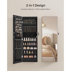 SONGMICS 6 LEDs Mirror Jewelry Cabinet 42.5-Inch Tall Lockable Wall or Door Mounted Jewelry Armoire Organizer with Mirror - 1 of 4