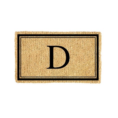 Evergreen Monogram Indoor Outdoor 100% Natural Coir Doormat 28" x 16" |  Letter  "D"