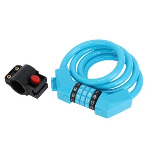 Unique Bargains Extended Bicycle Padlock Cable Lock Spiral Resettable 5 Digit Bike Lock Blue Set - 1 of 4