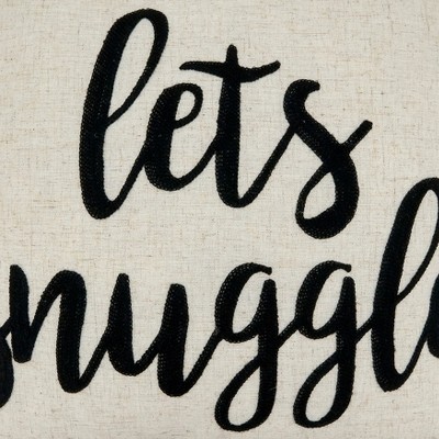 Natural Square Embroidered Let's Snuggle Pillow