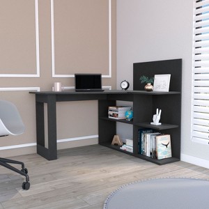 XIYUYEU L-Shaped Home Office Desk Modern Writing Desk with 5 Open Storage Shelves for Office and Study - 1 of 4
