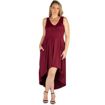 24seven Comfort Apparel High Low Plus Size Party Dress with Pockets