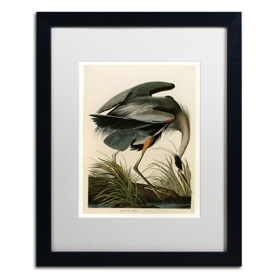 Great Blue Heron Graphic Art on Canvas with Black Frame