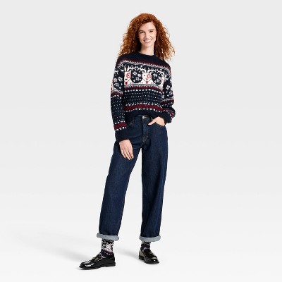 Women's Cozy Alpine Bullseye Dog Crewneck Pullover Sweater - Universal Thread' Navy Blue - image 3