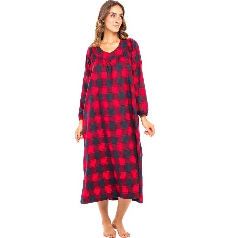 Alexander Del Rossa Women's Classic Winter Nightgown Duster with Pockets, Cotton Flannel Pajamas in Christmas Colors - image 1 of 2
