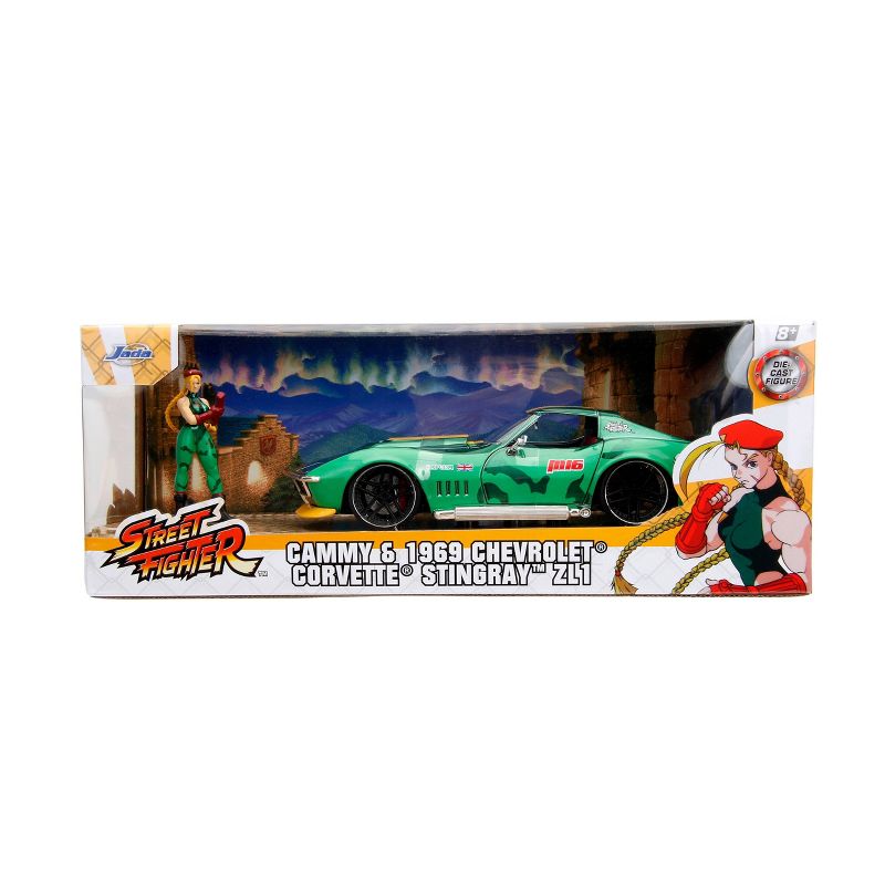 Jada Toys Street Fighter 1969 Chevrolet Corvette Stingray ZL1 Diecast Vehicle with Cammy Figure 1:24 Scale, 2 of 10