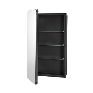 VEVOR Medicine Cabinet, 16 x 24 inch,  Aluminum Frame Bathroom Wall Cabinet, 2-layer Adjustable Shelves, Black - 1 of 4