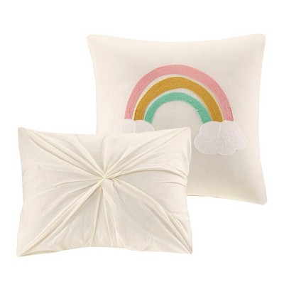 Full/Queen Multicolor Cotton Jacquard Pom Pom Comforter Set