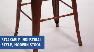 30'' Purple Metal Indoor-Outdoor Stackable Barstool