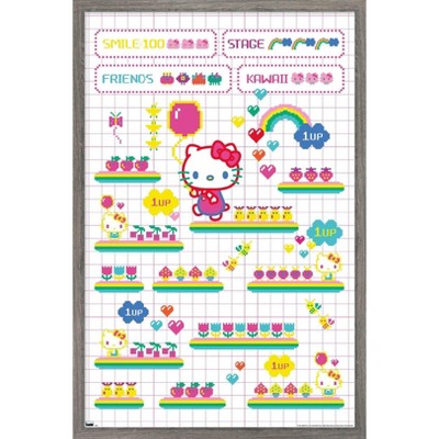 Trends International Hello Kitty and Friends - Kuromi Framed Wall Poster Prints Barnwood Framed Version 14.725 x 22.375