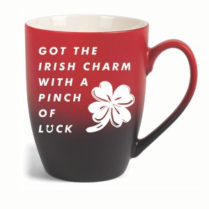 Elanze Designs Irish Charm With Pinch Of Luck Two Toned Ombre Matte 10 ounce New Bone China Coffee Tea Cup Mug, Red and Black - 1 of 4