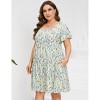 Plus Size Dress Plus Size Dress Ruffle Sleeve Flowy Dress with Pockets blue white flower 2XL - 2 of 4