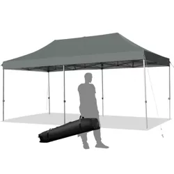 Costway 10'x20' Pop up Canopy Tent Folding Heavy Duty Sun Shelter Adjustable W/Bag Grey
