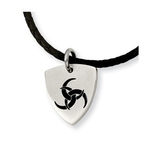 Black Bow Jewelry Stainless Steel Enameled Moon Shield Necklace - 1 of 3