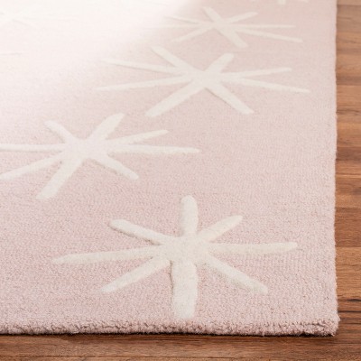 Ivory and Pink Hand-Tufted Wool Kids Rug 4' x 6'