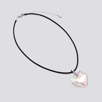 Cord Necklace with Glass Heart Pendant - Wild Fable™ Black/White