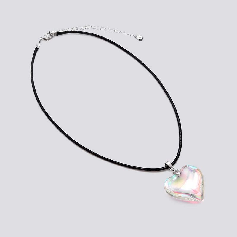 Cord Necklace with Glass Heart Pendant - Wild Fable™ Black/White, 1 of 3